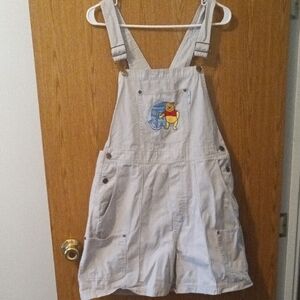 Women's Disney Tan Overalls with Winnie the Pooh Patch